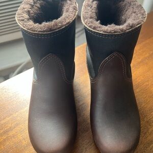 No 6. Brown/Black Shearling Clog Boot